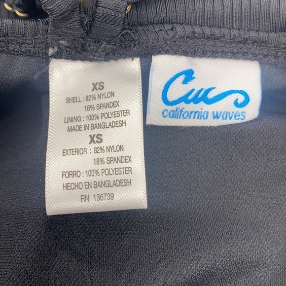 CALIFORNIA Waves Black Ribbed Side Tie Swimsuit - Picture 9 of 10